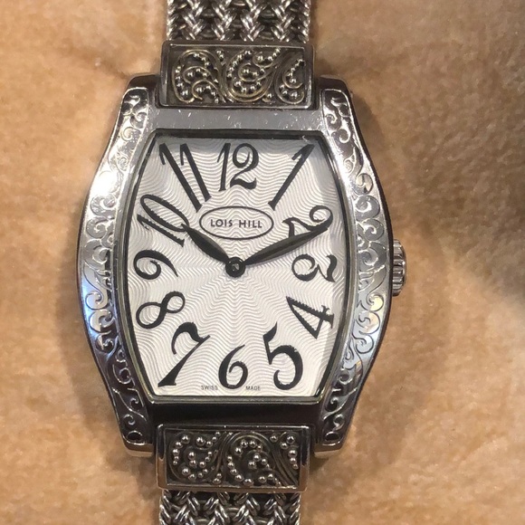 LOIS HILL Watch Sterling Silver Torneau Swiss Movement Bracelet Watch - Picture 17 of 17